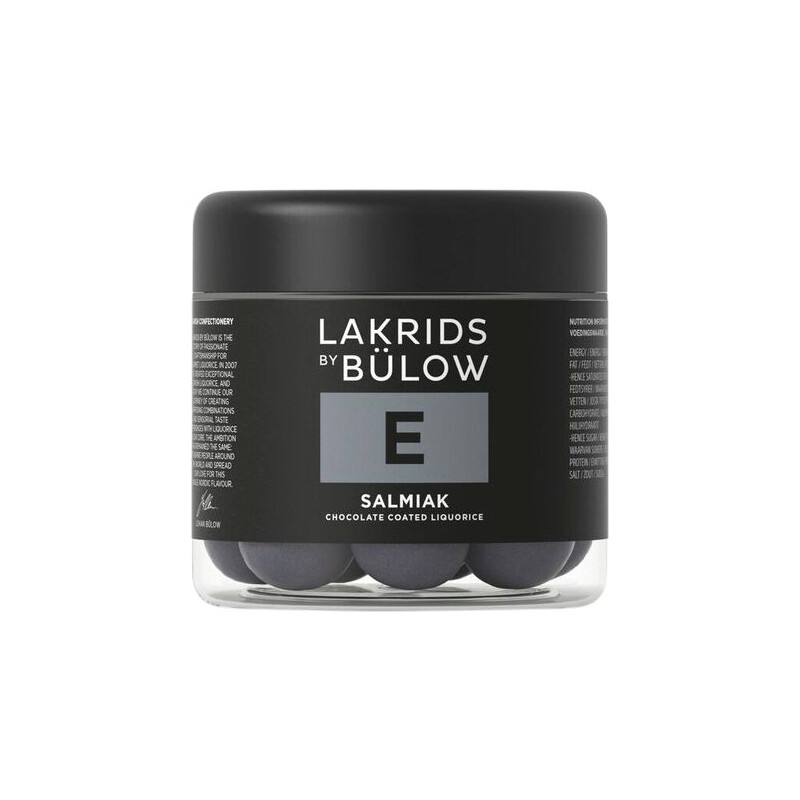 E - Salmiak lakridskugler (125 gram) i lille bøtte fra Lakrids by Bülow