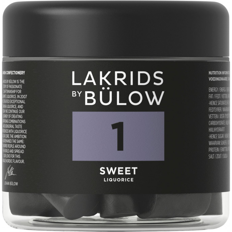 Nr. 1 - Sød Lakrids (125 gram) lille bøtte med lakridsstykker fra Lakrids by Bülow