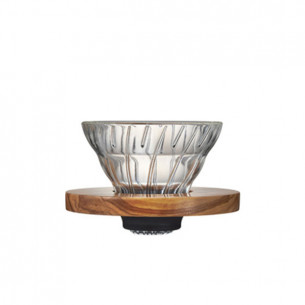V60 Dripper (str. 01) i glas og oliventræ fra Hario