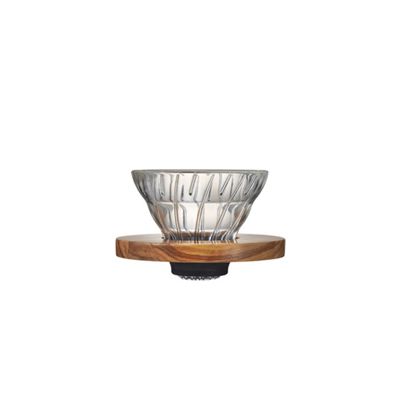 V60 Dripper (str. 01) i glas og oliventræ fra Hario