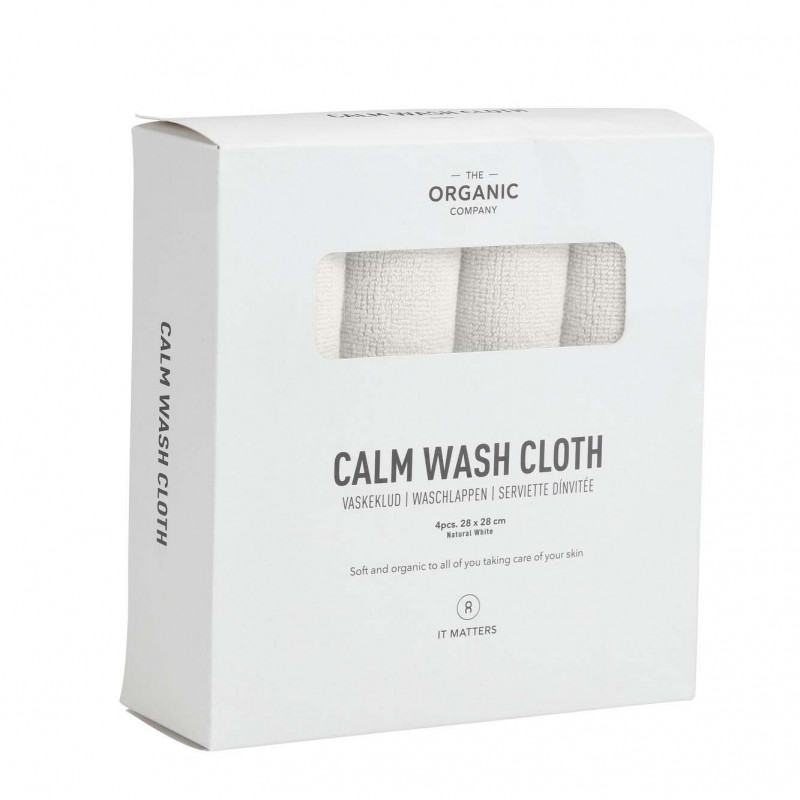 Calm vaskeklude (4 stk) i hvid i fin æske fra The Organic Company