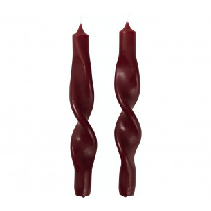 Twist snoede stearinlys (2 stk) i Burgundy fra Broste Copenhagen