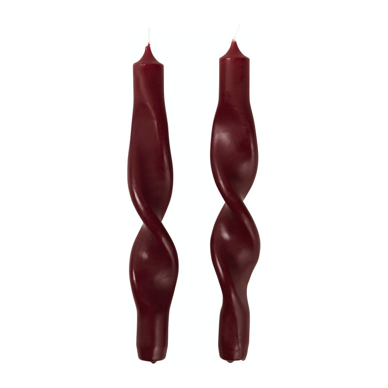 Twist snoede stearinlys (2 stk) i Burgundy fra Broste Copenhagen