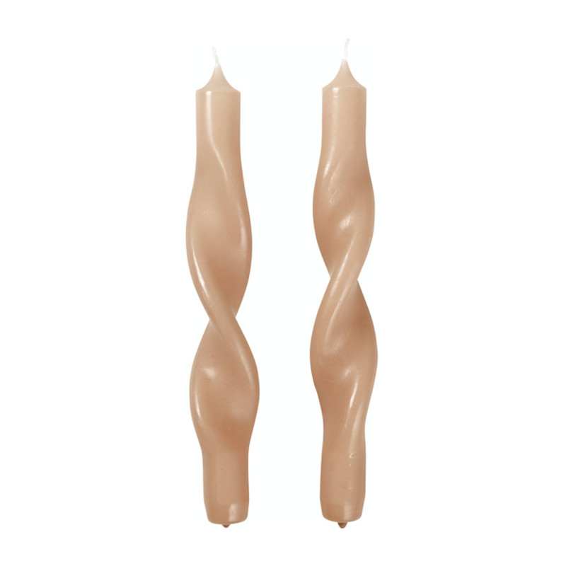 Twist snoede stearinlys (2 stk) i Walnut fra Broste Copenhagen