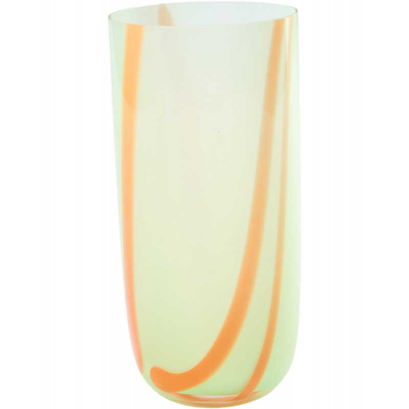 Flow Longdrink glas (400 ml) i grøn med orange striber fra Kodanska
