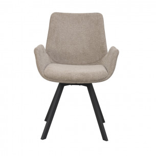 Norwell spisebordsstol i beige med sorte ben. Stolen har drejefunktion og armlæn.