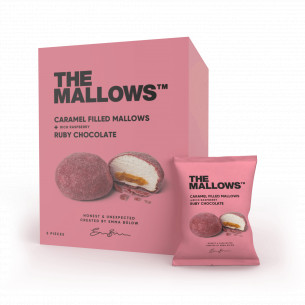 Ruby Chocolate skumfiduser (90 gram - 5 stk) med hindbær fra The Mallows