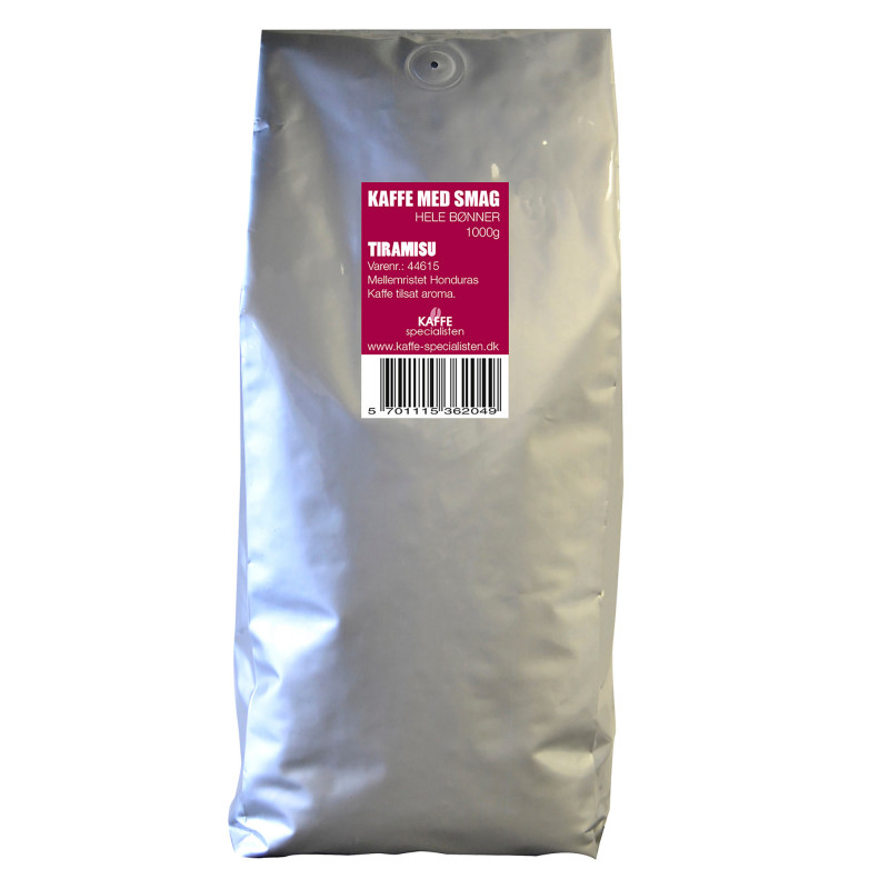 1 kg Kaffebønner med Tiramisu smag, fra Kaffe Specialisten