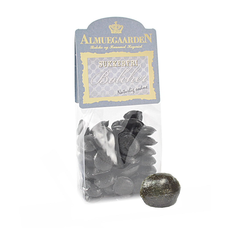 Sukkerfrie Lakridsbolcher (140 gram) fra Almuegaarden