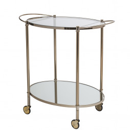 Fine Bar Bord fra Bloomingville. Guldfarvet jern og 2 hylder: En i glas og en spejlhylde.