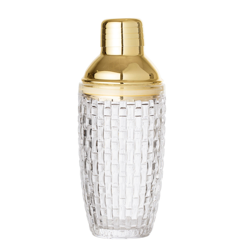Cocktail shaker fra Bloomingvilel i glas med låg i guldfarvet rustfrit stål