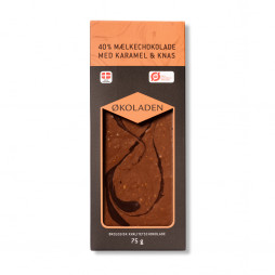 Mælkechokolade m/ karamel & knas fra Økoladen