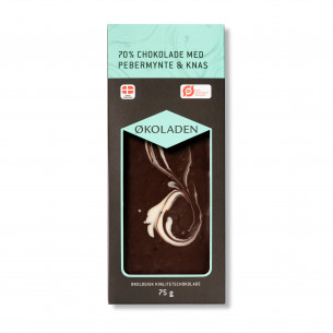 Mørk Chokolade m/ pebermynte & knas fra Økoladen