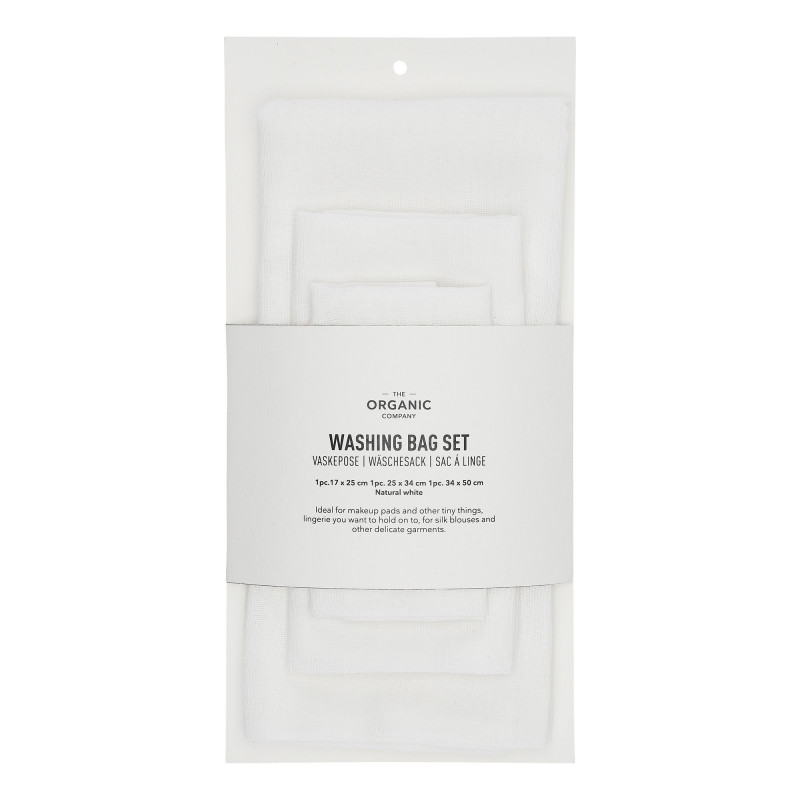 Økologisk Bomuld Vaskepose Sæt, natural white - 3 poser - The Organic Company
