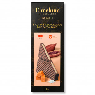 Fyldt mælkechokolade m. saltkaramel fra Elmelund Chocolatier - plade med 45 gram