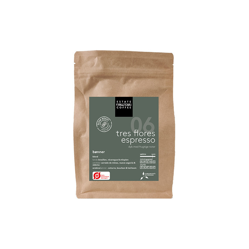 Tres Flores Økologisk kaffe fra Estate Coffee. Pose med 200 gram