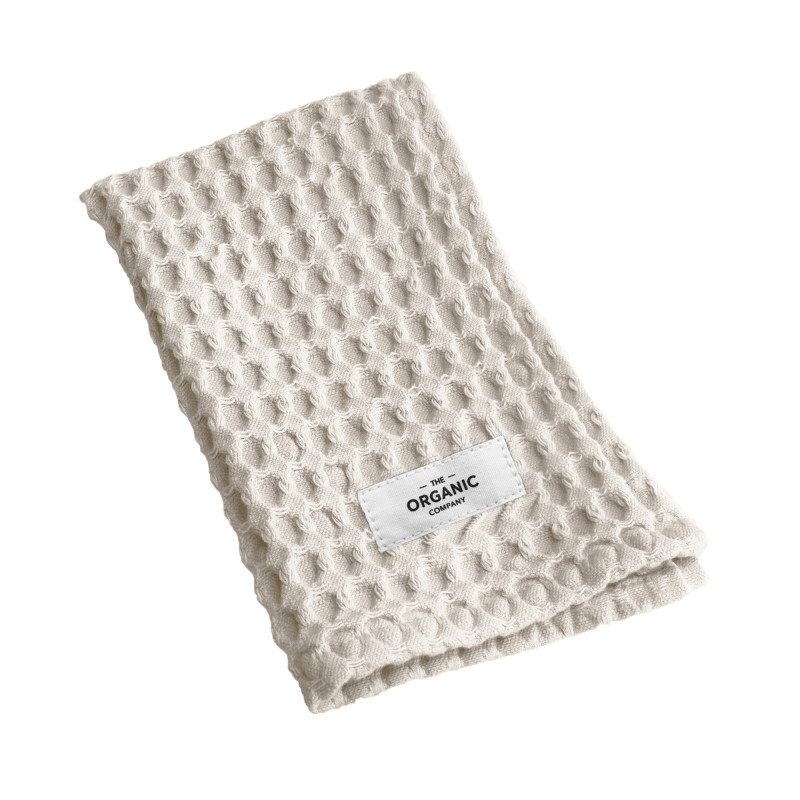 BIG WAFFLE vaskeklud, stone. Fra The Organic Company.