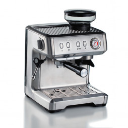 Ariete espressomaskine i rustfrit stål. Indbygget kaffekværn