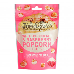 White Chocolate & Raspberry Popcorn Bites (63 gram) fra Joe & Seph's