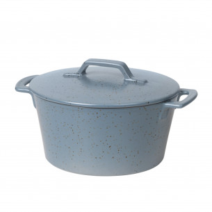 Broste Copenhagen 'Hasle' ovnfast fad med låg i stentøj. W 23,5 cm. Flintstone Blue Granite