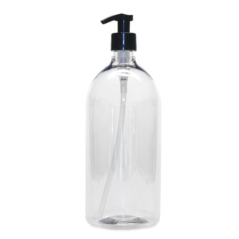 Plastik flaske med pumpe i klar fra PLINT - 1 liter