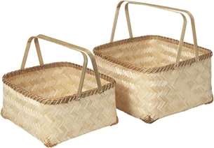 Opbevaringskurv Broste Copenhagen Anette bambus natur 20 x 35 x 35 cm
