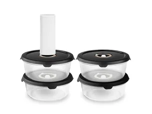 Rund vakuum glasbeholder – 930ml sæt - 4 stk