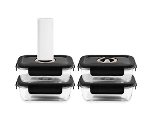 Rectangle vacuum glass container - 630ml - set - 4pc