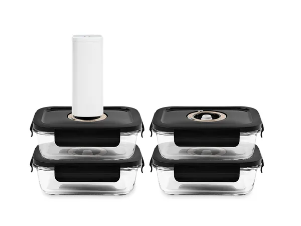 Rectangle vacuum glass container - 630ml - set - 4pc