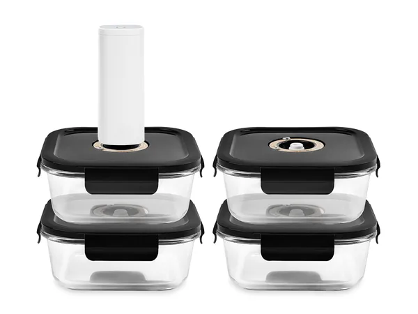 Square vacuum glass container - 800ml - set - 4pc
