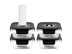 Square vacuum glass container - 525ml - set - 4pc