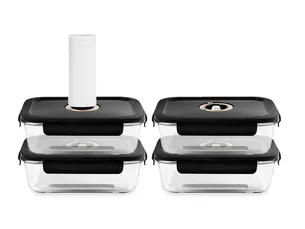 Rectangle vacuum glass container - 1040ml - set - 4pc