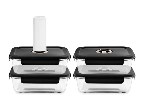 Rectangle vacuum glass container - 1040ml - set - 4pc