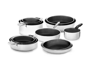 Handleless 13-pcs mixed cookware set with detachable handle