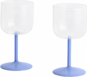 Tint Wine Glassset of 2-clear and Jade Light Blue
