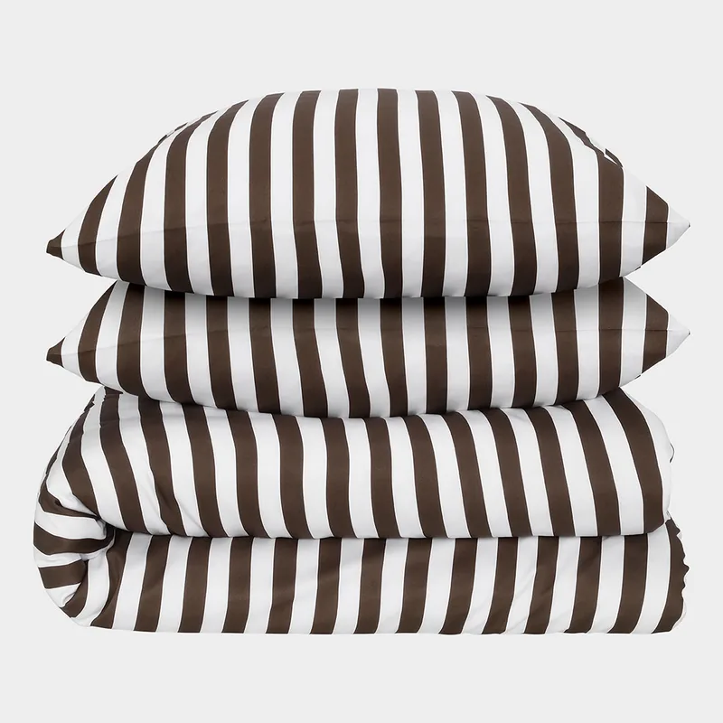 Bambus sengetøj hvid/brun bred 200×220