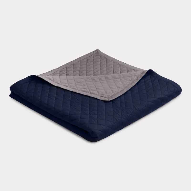 Bambus sengetæppe navy/koksgrå 260x260