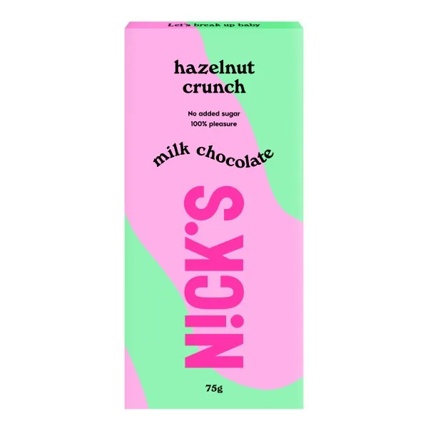 Nicks Milk Chocolate, Hazelnut crunch, 75 g