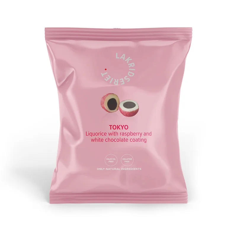 Tokyo - Sød lakrids med hvid chokolade og hindbær - 95g