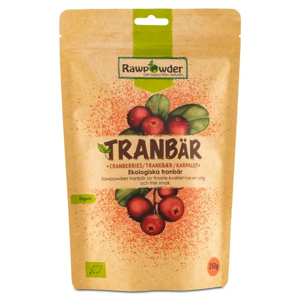 RawPowder Økologiske Tranebær, 250 g