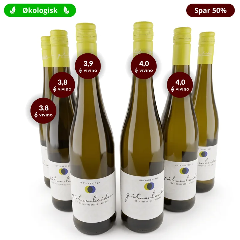 Tysk hvidvins smagskasse - 6 økologiske hvidvinevine fra Gut von Beiden, Pfalz, Tyskland