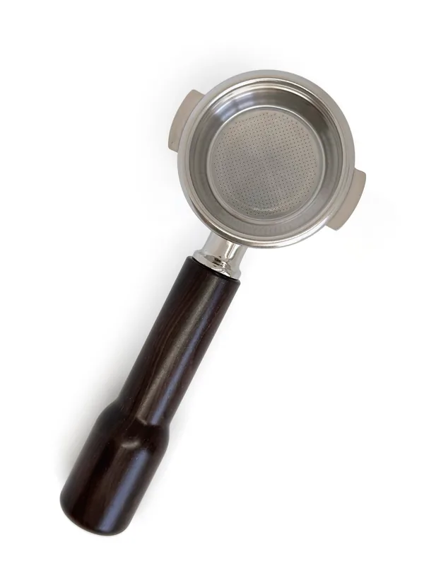 Bundløst portafilter til Sage 58 mm  kurvet træhåndtag  Wenge