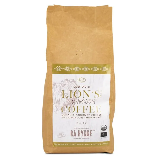 Rå Hygge Lions Mane Svampekaffe, 1 kg, Hele Bønner
