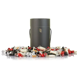 Chokolade tønde i sort med julemix fra Cocoture - 2kg