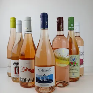 Rosé flytte-smagskasse - DK´s  vildeste tilbud, 7 Økologiske rosévine fra Italien, Frankrig, Ørstrig & Spanien. Version 2.