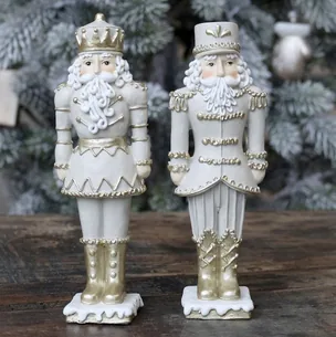 Nøddeknækker figur guld deco 2 stk