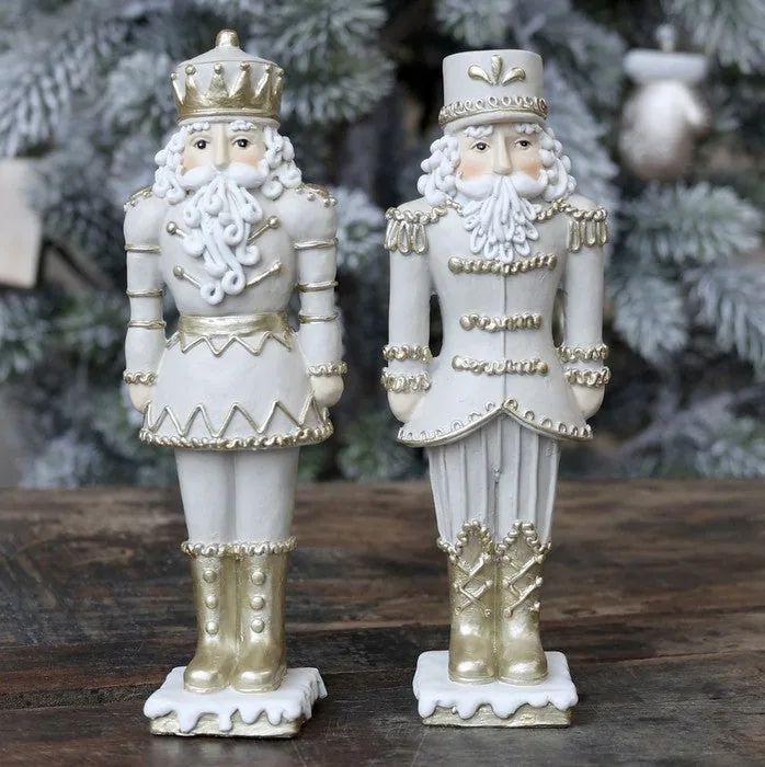 Nøddeknækker figur guld deco 2 stk