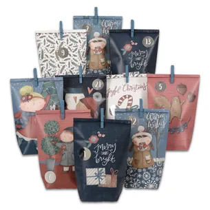 Gør-det-selv adventskalender  24 mørkeblå kraftposer med tryk | Papierdrachen