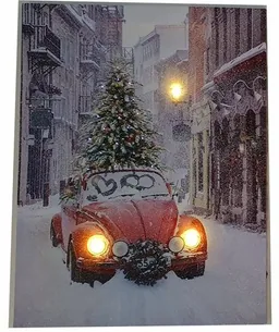 Julebillede med LED Lys og Timer - Model C - 30x40 cm