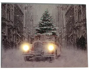 Julebillede med LED Lys og Timer - Model B - 30x40 cm